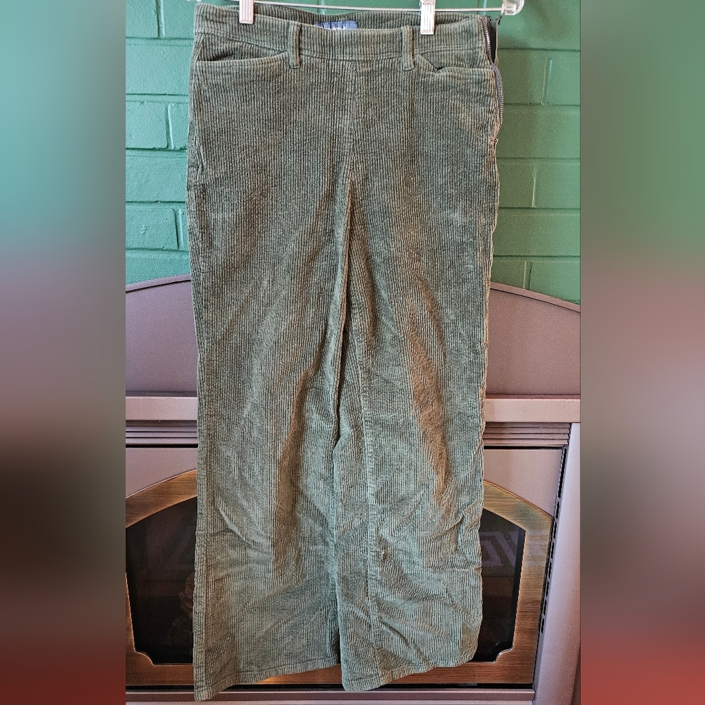 ModCloth Olive Green Corduroy Wide-Leg Pants